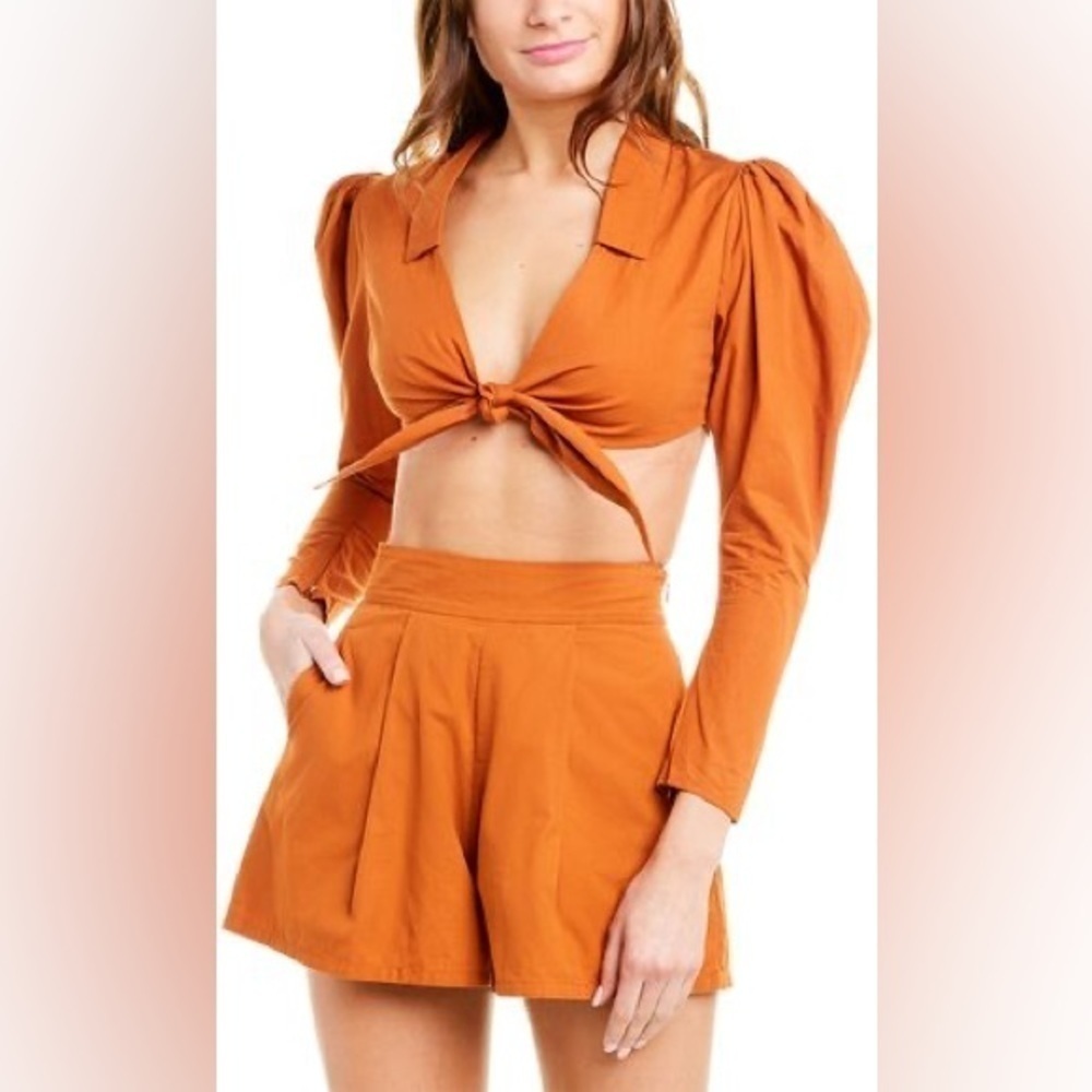 We Wore What Bisou Bolero Tie Front Cropped Jacket Top XL NWT